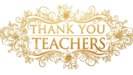 Thank you teachers ornate floral design