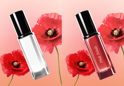 Elegant Floral Perfume Mockup Display PSD