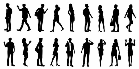 A collection of diverse silhouetted people in various poses and attire