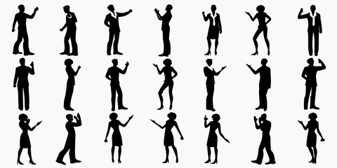 Fototapeta premium A collection of diverse silhouettes depicting people in various dynamic poses