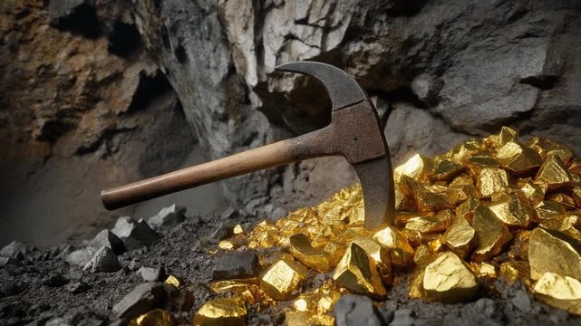 Pickaxe mining gold