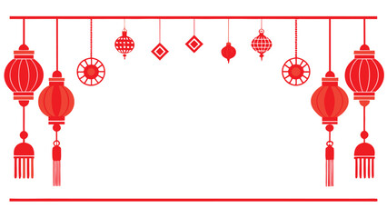 Obraz premium Colorful Chinese New Year clipart featuring lanterns, dragons, and fireworks celebrating the festive occasion..eps