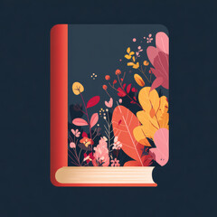 Stylized Floral Book Cover Illustration on Dark Background
