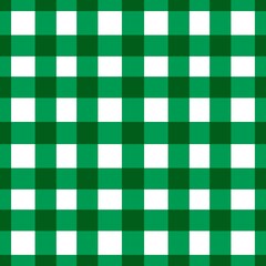 Green and white gingham checkered pattern background with seamless repeating squares. Classic picnic textile texture ideal for fabric design, wallpaper, packaging, and rustic themed graphics.
