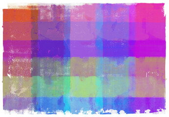 手描きローラーの重ね塗り、おしゃれなチェックアート