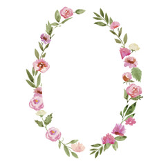 Luxury watercolor floral frame for wedding invitation