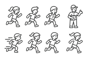 Naklejka premium Running figures icons in outline style
