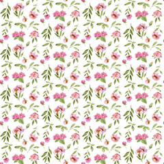 Watercolor floral seamless pattern with pink blossoms 