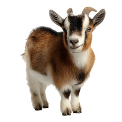Fototapeta premium PNG of Adorable young goat with a unique coat, showcasing playful personality.