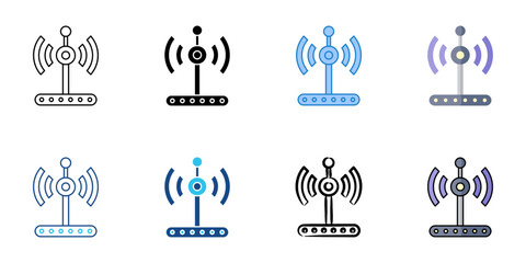 Sensor set multiple style vector collection. Editable stroke 
