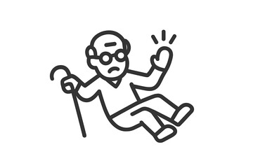 Obraz premium Elderly person falling with a cane
