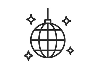 Obraz premium Disco ball and stars outline icon