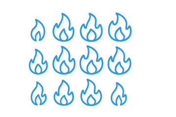 Obraz premium Neon blue fire icons on a dark background