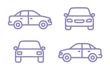 Fototapeta premium Four Neon Car Silhouettes on Dark Background