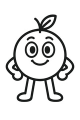 Fototapeta premium Cute Cartoon Orange Character with Leaf on Head