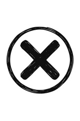 Black 'X' Inside a Circle on a Dark Background