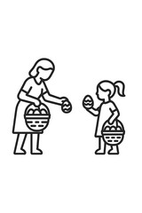 Mother and daughter collecting Easter eggs
