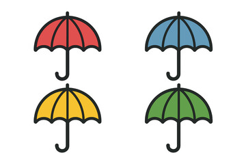 Four colorful umbrellas on dark background