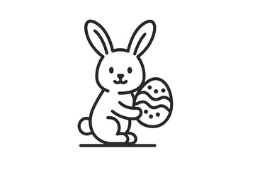 Obraz premium Easter Bunny Holding Decorated Egg
