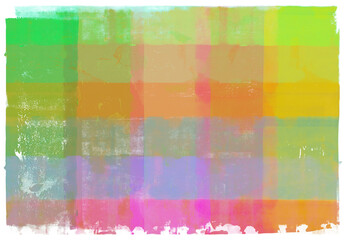 手描きローラーの重ね塗り、おしゃれなチェックアート