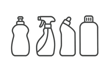 Four Cleaning Product Bottles Icon Set