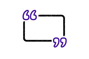 Neon quotation marks frame with glowing purple light