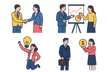 Business concept icons with people
