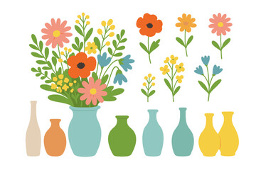 Whimsical Flower Arrangement with Vases