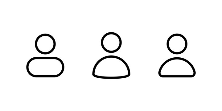 Default avatar outline icon set. Social media account profile symbol. Editable stroke
