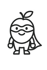 Cute Superhero Apple Character Icon