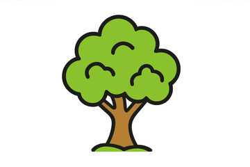 Stylized green tree with brown trunk