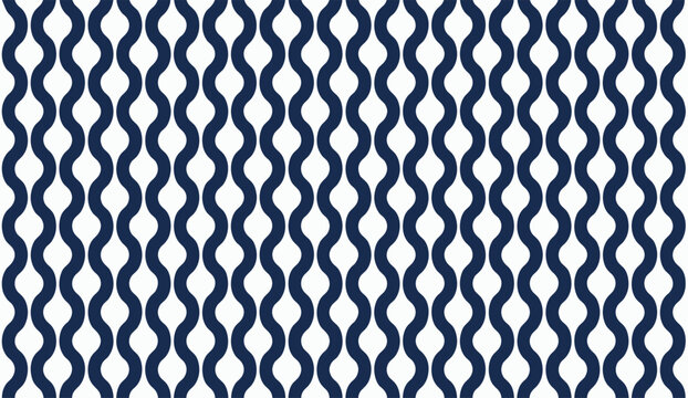 Seamless navy blue wavy vertical lines pattern on white background texture wave