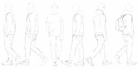 Sketch of a man in various poses showing a full body character design © Tasnim