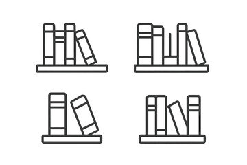 Set of four outline icons of bookshelves with books © icon_art