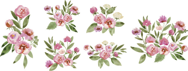 Elegant watercolor flower frame set.
