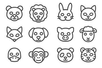 Collection of Animal Icons on a Dark Background