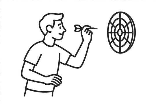 Man throwing a dart at a dartboard