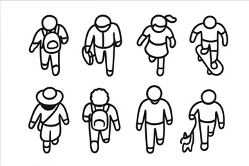 Top View Figures Walking