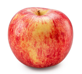Ripe red apple with yellow spots on white background. File contains clipping path.