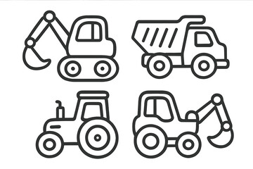 Naklejka premium Set of construction and farm vehicle icons