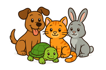Fototapeta premium Cute cartoon animals posing together