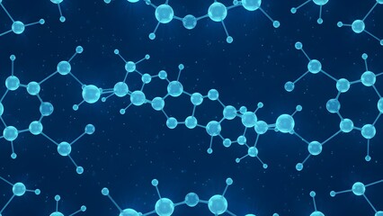 Molecular Structure on Dark Blue Background.