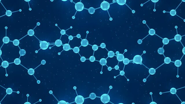 Molecular Structure on Dark Blue Background. - Powered by Adobe