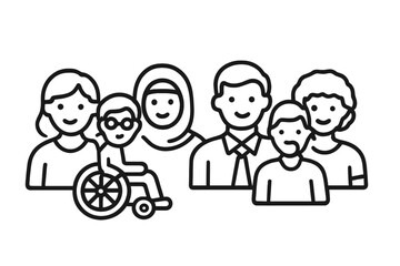 Diverse group of people with a person in a wheelchair