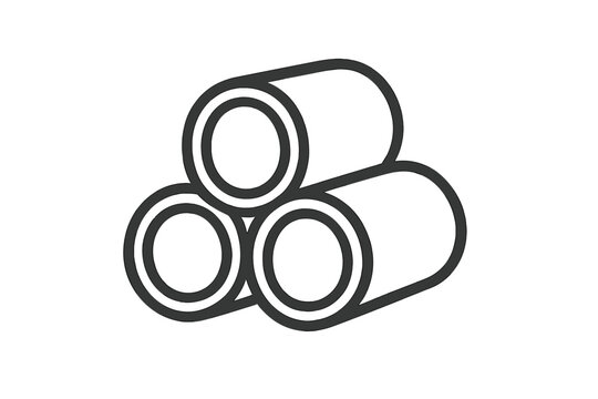 Three cylindrical pipes stacked in a pile