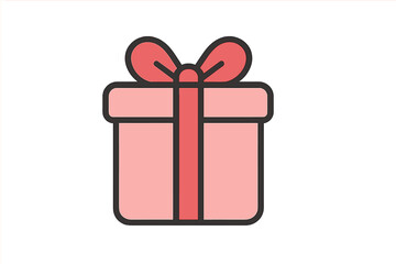 Gift Box Icon with Ribbon and Bow