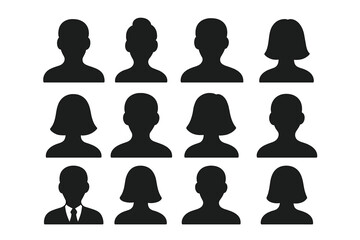 Dark Silhouettes of People Icons in a Grid
