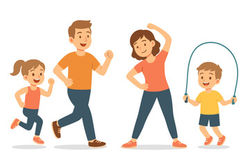 Active Family Exercising Together