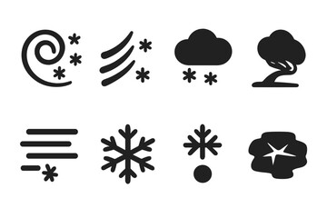 Fototapeta premium Dramatic Snow Icons. Dramatic snow icons. Filled icon set of dramatic snow icons: snow swirl, wind slash,
