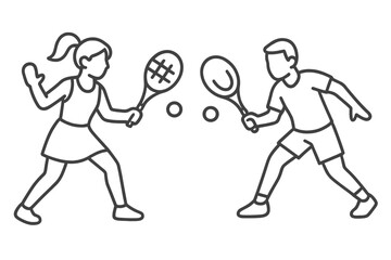 Fototapeta premium Tennis players in action with rackets and balls